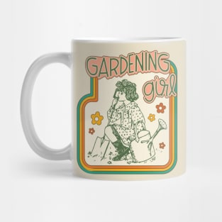 Retro Vintage Gardening Girl in the Garden Pondering Introvert Loves Plant Mug